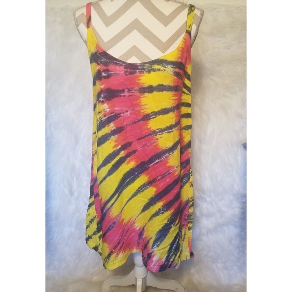 OK Mike Tank Dress Tie Dye One Size 80s 90s Beach Cover Up - Picture 1 of 7